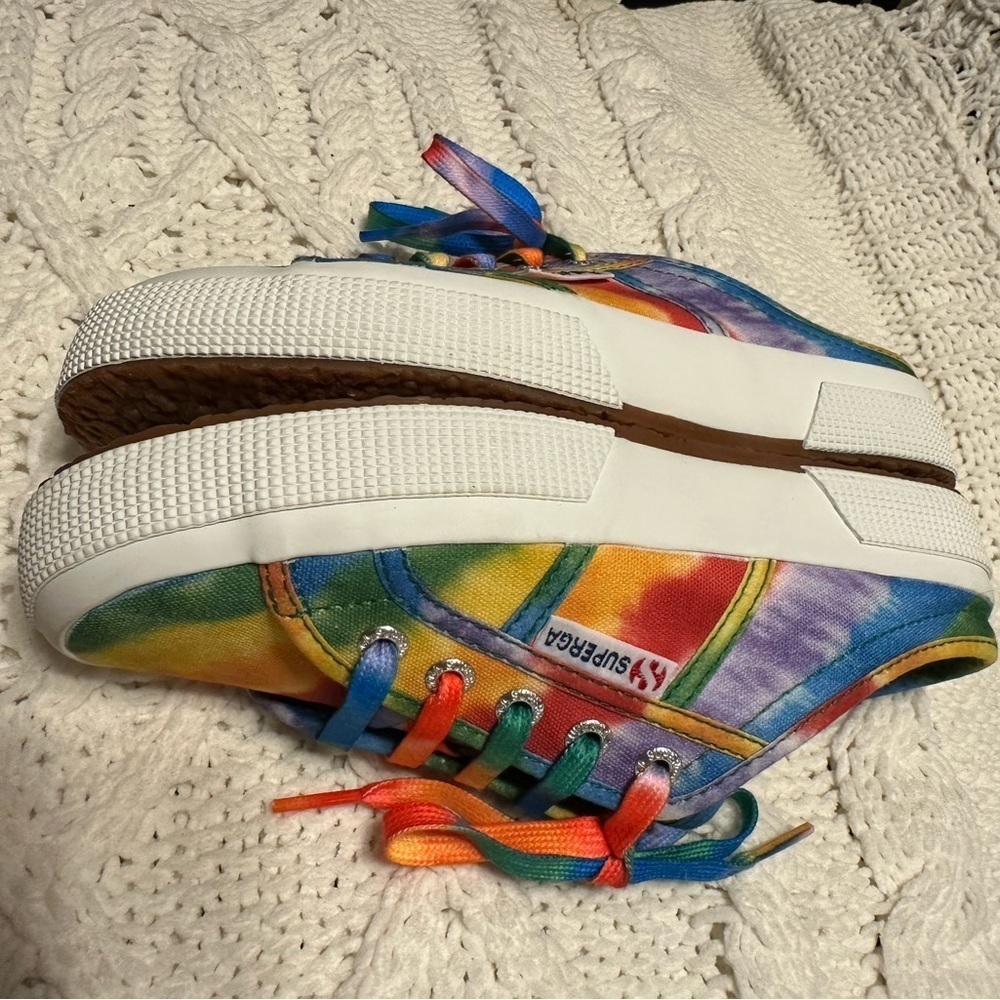 Like New tie dye Superga slip on sneakers 36 6 red blue green yellow purple pink - Picture 5 of 12